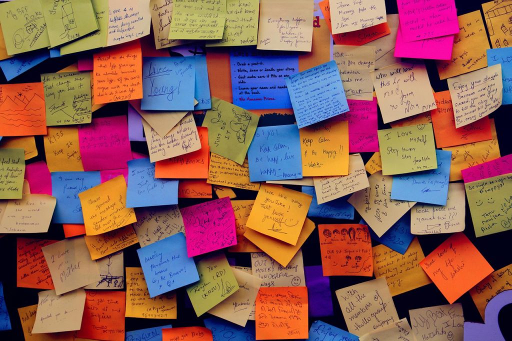 post-it notes on board